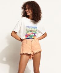 Short-de-Sarja-Feminino-Cintura-Alta-Lateral-Curta-com-Barra-Desfiada-Laranja-Claro-9967419-Laranja_Claro_3