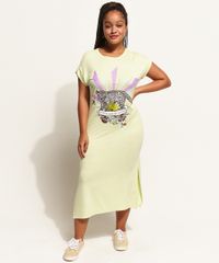 Vestido-Muscle-Dress-Feminino-Midi-Onca-com-Fendas-Manga-Curta-Verde-Claro-9970224-Verde_Claro_1