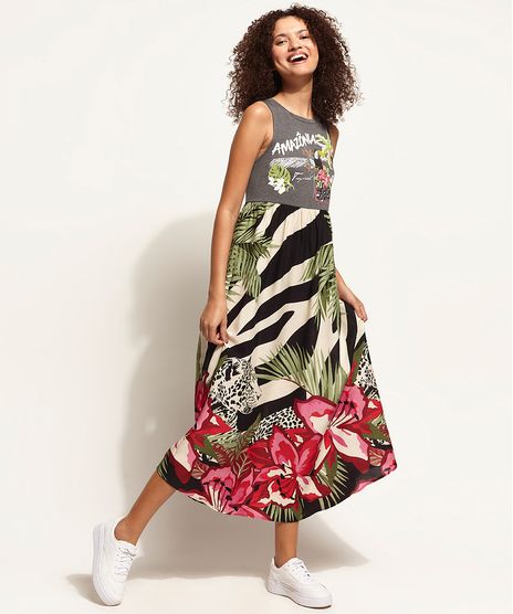 Vestido-Feminino-Midi--Amazonia-Tropical--com-Estampa-Animal-Print-Zebra-Sem-Manga-Cinza-Mescla-Escuro-9971374-Cinza_Mescla_Escuro_1