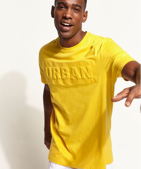 Camiseta-Masculina-Longa--Urban--com-Relevo-Manga-Curta-Gola-Careca-Amarela-9957589-Amarelo_1