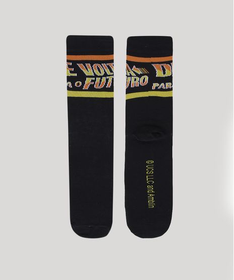 Meia-Masculina-Cano-Alto-Divertida-De-Volta-Para-O-Futuro-Preta-9957609-Preto_1