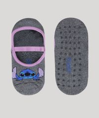 Meia-Feminina-Sapatilha-Lilo-e-Stitch-Antiderrapante-Cinza-Mescla-Escuro-9965163-Cinza_Mescla_Escuro_1