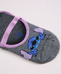 Meia-Feminina-Sapatilha-Lilo-e-Stitch-Antiderrapante-Cinza-Mescla-Escuro-9965163-Cinza_Mescla_Escuro_2
