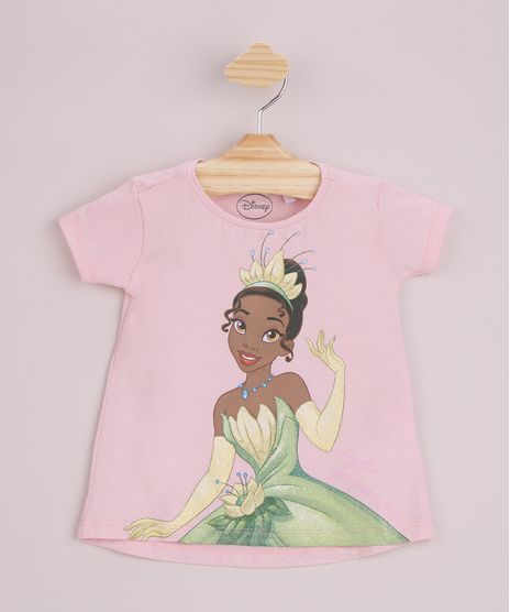 Camiseta Tiana Princesa Infantil com Glitter Frente