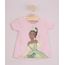 Camiseta Tiana Princesa Infantil com Glitter Frente