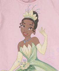 Camiseta Tiana Princesa Infantil com Glitter Estampa