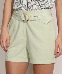 Short-Feminino-Reto-Cintura-Alta-com-Bolsos-e-Cinto-Verde-Claro-9947878-Verde_Claro_1