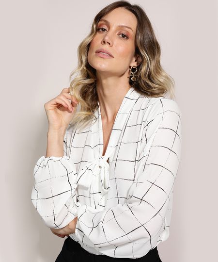 Blusa-Feminina-Estampado-Geometrico-Manga-Curta-Gola-Laco-Off-White-9946509-Off_White_1