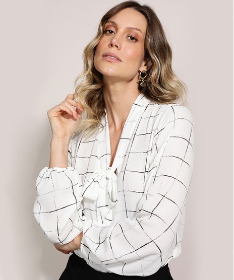 Blusa-Feminina-Estampado-Geometrico-Manga-Curta-Gola-Laco-Off-White-9946509-Off_White_1