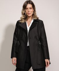 Casaco-Trench-Coat-Feminino-Transpassado-com-Faixa-para-Amarrar-Preto-9814323-Preto_1