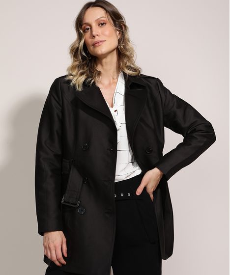 trench coat feminino preto