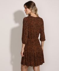 Vestido-Feminino-Curto-Estampado-Animal-Print-de-Onca-com-Babados-Manga-Longa-Kaki-9961289-Kaki_2
