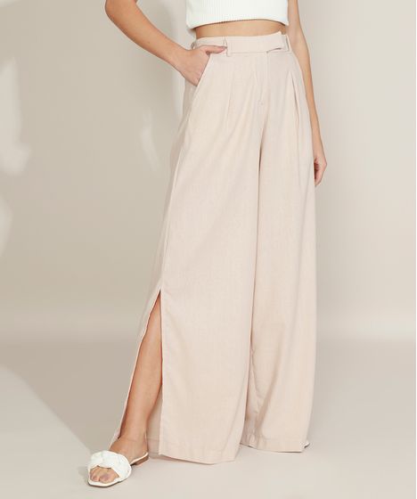 calça de linho feminina pantalona