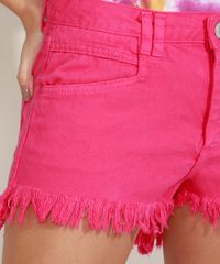 Short-de-Sarja-Feminino-Cintura-Alta-Lateral-Curta-com-Barra-Desfiada-Rosa-9967420-Rosa_4