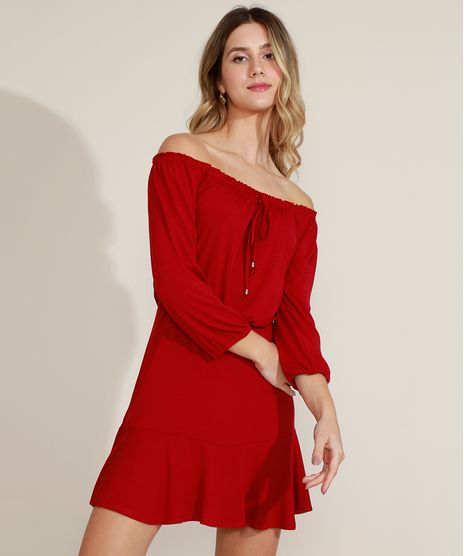 vestido vermelho curto com babado