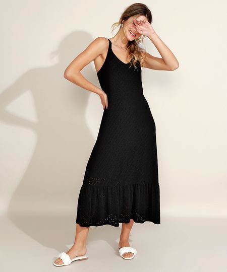 vestido laise preto