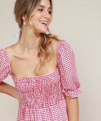 Vestido-Feminino-Longo-Estampado-Xadrez-Vichy-com-Lastex-Manga-Bufante-Vermelho-9960151-Vermelho_4