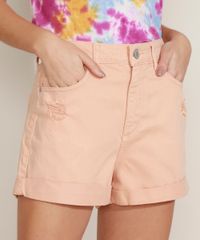 Short-de-Sarja-Feminino-Mom-Cintura-Super-Alta-Destroyed-e-Barra-Dobrada-Laranja-9966410-Laranja_1