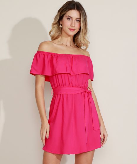 Vestido-Feminino-Curto-Ombro-a-Ombro-com-Babado-e-Faixa-Pink-9971793-Pink_1
