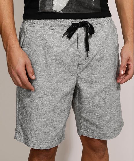 Bermuda-de-Sarja-Masculina-Relaxed-com-Cordao-Cinza-Mescla-Escuro-9430288-Cinza_Mescla_Escuro_1