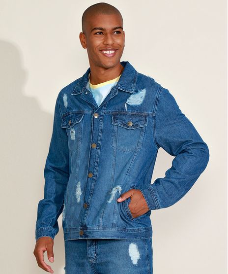 Jaqueta-Jeans-Masculina-Trucker-Destroyed--The-Future-is-Ours--com-Certificacao-C2C™-Azul-Medio-9957128-Azul_Medio_1