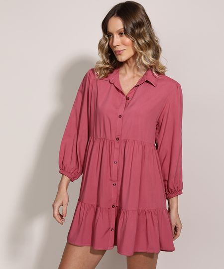 Vestido-Chemise-Feminino-Curto-com-Recortes-Manga-Longa-Rosa-9962424-Rosa_1 Vestido-Chemise-Feminino-Curto-com-Recortes-Manga-Longa-Rosa-9962424-Rosa_1