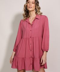 Vestido-Chemise-Feminino-Curto-com-Recortes-Manga-Longa-Rosa-9962424-Rosa_5