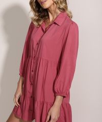 Vestido-Chemise-Feminino-Curto-com-Recortes-Manga-Longa-Rosa-9962424-Rosa_6
