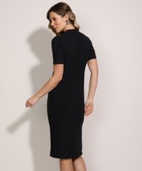 Vestido-Feminino-Midi-Canelado-Comfy-com-Fenda-Manga-Curta-Gola-Alta-Preto-9953194-Preto_2