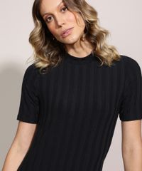 Vestido-Feminino-Midi-Canelado-Comfy-com-Fenda-Manga-Curta-Gola-Alta-Preto-9953194-Preto_4
