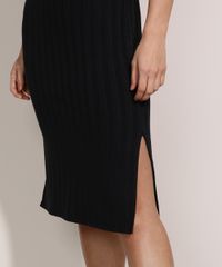 Vestido-Feminino-Midi-Canelado-Comfy-com-Fenda-Manga-Curta-Gola-Alta-Preto-9953194-Preto_5