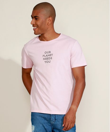 Camiseta-Masculina--Our-Planet-Needs-You--Manga-Curta-Gola-Careca-com-Certificacao-C2C™-Rosa-Claro-9956946-Rosa_Claro_1