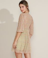 Vestido-Feminino-Curto-em-Tule-Estampado-Floral-Manga-3-4-Decote-em-V-Verde-Claro-9973158-Verde_Claro_2