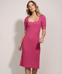 Vestido-Feminino-Midi-Comfy-com-Fenda-Manga-Curta-Bufante-Rosa-9961294-Rosa_1