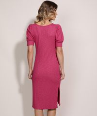 Vestido-Feminino-Midi-Comfy-com-Fenda-Manga-Curta-Bufante-Rosa-9961294-Rosa_2