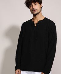 Bata-de-Moletom-Masculina-com-Amarracao-Manga-Longa-Gola-V-Preta-9959791-Preto_4