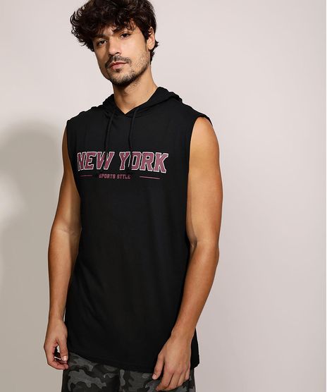 Regata-Masculina--New-York--em-Relevo-com-Capuz-Gola-Careca-Preta-9959806-Preto_1