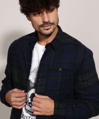 Camisa-de-Flanela-Masculina-Overshirt-Estampada-Xadrez-Manga-Longa-Azul-Marinho-9812199-Azul_Marinho_4