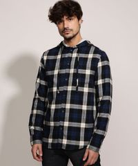 Camisa-de-Flanela-Masculina-Tradicional-Estampada-Xadrez-com-Capuz-Manga-Longa-Azul-Marinho-9813194-Azul_Marinho_5