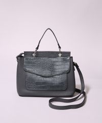 Bolsa-Feminina-Transversal-Media-com-Lapela-Croco-e-Alca-de-Mao-Chumbo-9845704-Chumbo_1