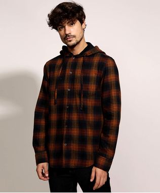 Camisa-de-Flanela-Masculina-Tradicional-Estampada-Xadrez-com-Capuz-Manga-Longa-Caramelo-9859698-Caramelo_1