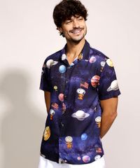 Camisa-Masculina-Tradicional-Snoopy-Estampada-Manga-Curta-Preta-9942462-Preto_1