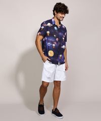 Camisa-Masculina-Tradicional-Snoopy-Estampada-Manga-Curta-Preta-9942462-Preto_3