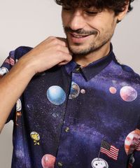 Camisa-Masculina-Tradicional-Snoopy-Estampada-Manga-Curta-Preta-9942462-Preto_5