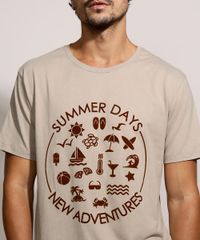 Camiseta-Masculina--Summer-Days--Flocada-Manga-Curta-Gola-Careca-Bege-9957590-Bege_2