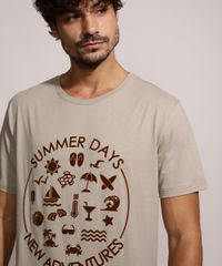 Camiseta-Masculina--Summer-Days--Flocada-Manga-Curta-Gola-Careca-Bege-9957590-Bege_5