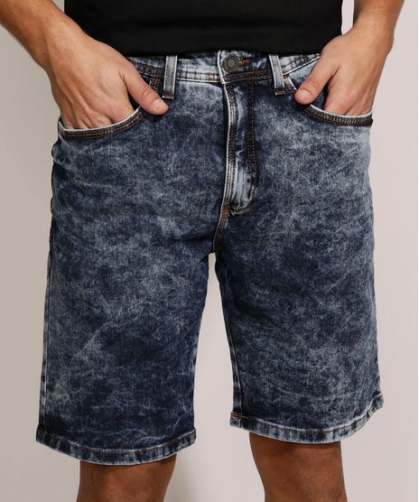 Bermuda-Jeans-Masculina-Slim-Marmorizada-com-Bolsos-Azul-Escuro-9963155-Azul_Escuro_1