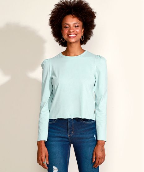 Blusa-Feminina-Basica-Manga-Bufante-Decote-Redondo-com-Certificacao-C2C™-Verde-Claro-9954379-Verde_Claro_1