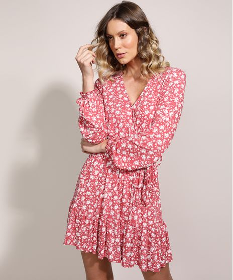 Vestido-Feminino-Curto-Estampado-Floral-com-Transpasse-e-Babado-Manga-Longa-Decote-V-Rose-9961286-Rose_1