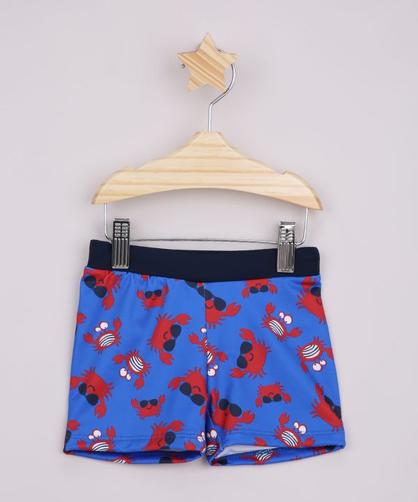 Sunga Infantil Short Estampada de Siri com Proteção UV50+ Azul 1